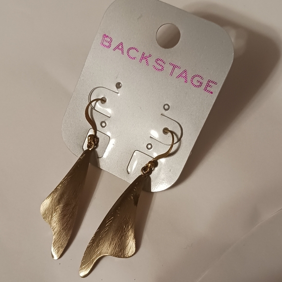 Backstage Gold Wing Drop Earrings For Pierce EARS NWT Fairy Earrings Whimsical - Picture 1 of 2